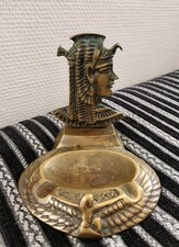 Cendrier Ancien Bronze Égyptien Cléopâtre Pharaon Art Déco Vide Poche Vintage