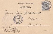 1903 Germany official card sent from Schmalkalden to Grumbach