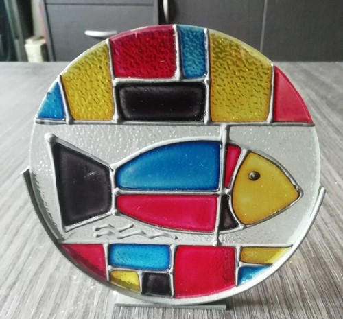 Vitrail rond thème - vitrail, marine