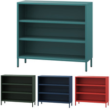 Bibliotheque Basse en Métal - LUCA | 2 Étagères Réglables | Meuble Rangement