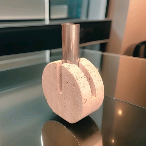 Vase travertin cerri - travertin, 70's