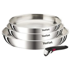 Lot 3 Poêles Inox 22/24/28cm Tefal Ingenio Emotion L8968445 + Poignée, Induction