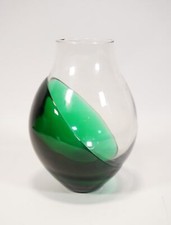 Vase En Verre Design Vintage Lourd Vert-Transparent En Verre Art