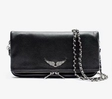Sac Pochette Rock Cuir Noir