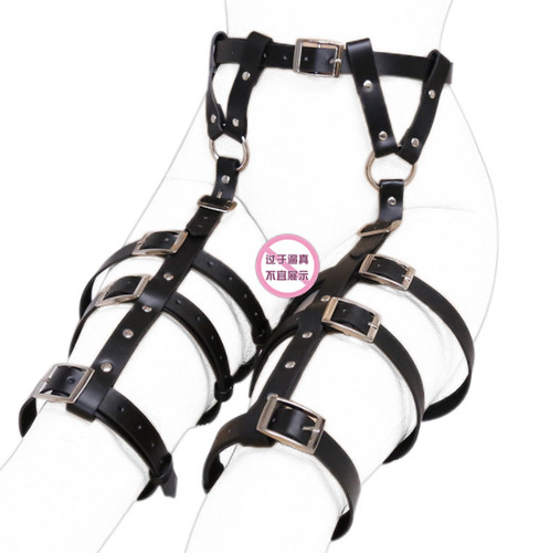 Gothic leather leg harness - gothic,