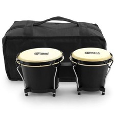 Bongo Drums with Bag by Mad About – 6 & 7 inch Oak Bongos, Hand Drums - Black