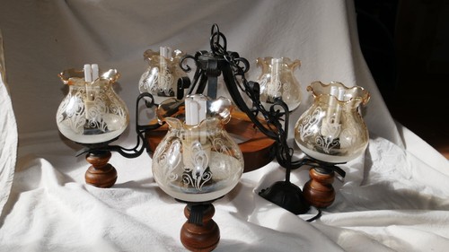 Lustre bois fer - et,