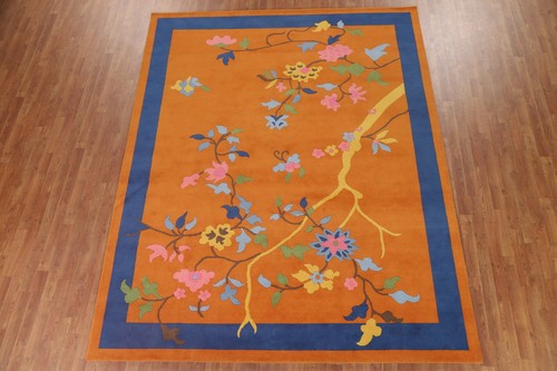 Tapis orange art déco chinois
