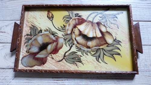 Ancien plateau art déco bois - ancien,