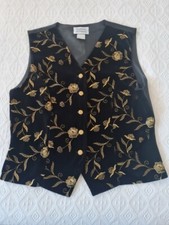 Gilet noir velours brodé or