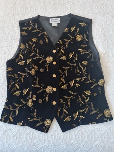 Gilet noir velours brodé - , or