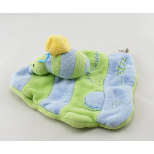 Doudou plat ruche abeille bleu