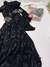 Black Velvet Hooded Wizard Witch Costume Robe Cloak Gothic Medieval L/xl Spirit