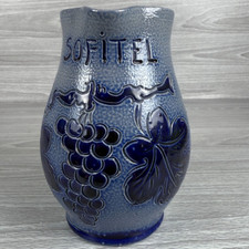 Vtg Blue Salt Glaze Pottery Pitche 1/2L  SOFITEL Krumeich Remmy Betschdorf