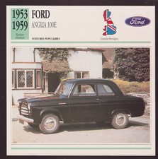 1953-1959 Ford Anglia 100E British Car Photo Spec Sheet Info French Card