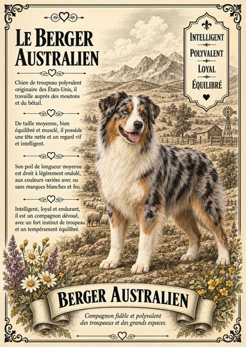 Affiche berger australien - berger,