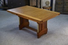 Large Solid Oak Art Deco Table by Henri Bonjour 1930's