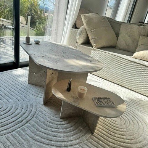 Duo table basses - , travertin