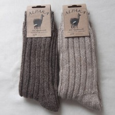 2 Paire Hommes MH Alpaga Maille Épaisse Chaussettes de Laine 100% Braun Beige 39