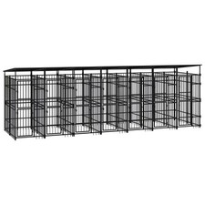 Chenil cage enclos pac animaux d'extérieur avec toit pour chiens acier 12,9 m²