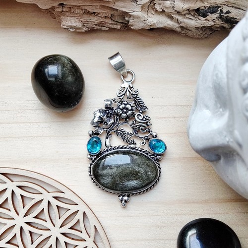 Pendentif bohème argent - pendentif,
