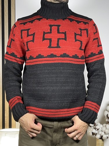Pull col roulé motif en - pull,