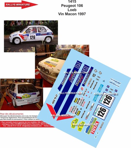 Decals ref 1415 peugeot - 1/43,
