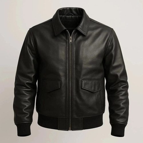 Blouson bomber cuir noir - blouson, en