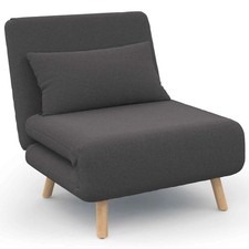 Fauteuil convertible ROMEO lit d'appoint 1 place 80x190 cm tissu gris anthracite