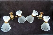 Jacques adnet paire d'appliques diabolo murales art déco bronze verre stilnovo