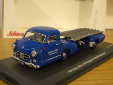 SCHUCO MERCEDES BENZ F1 RACE CAR TRANSPORTER BLUE 1955 TRUCK MODEL 02538 1:43