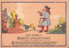 Old postcard illustrator / children's rounds / pretty drum