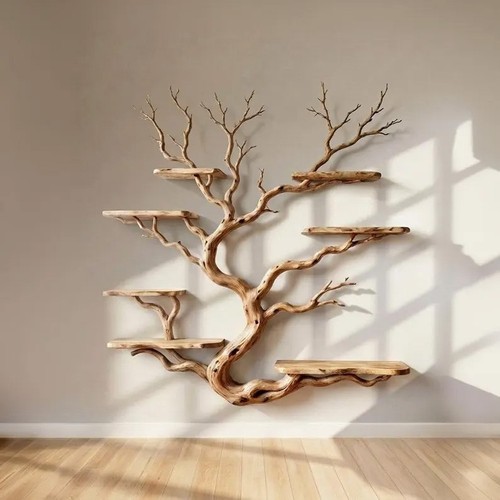 Tree branch bookshelf decor