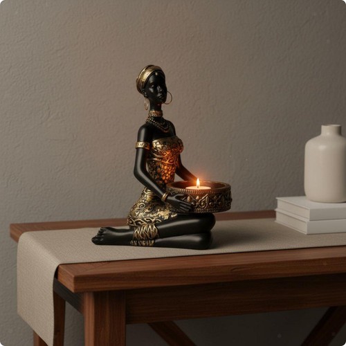 Porte bougie statue femme - porte-bougie,
