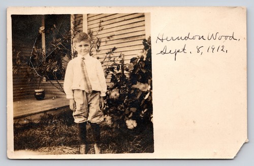 1912 rppc herndon wood boy - wood,