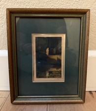 Antique Vintage Signed Felicien Rops Etching? “Pont Bully” Lanuit Paris 147