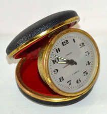Ancien petit réveil mécanique de voyage boite ronde LANCEL Vintage A REPARER
