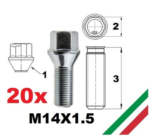 Kit boulons coniques 14x1 - boulons, 14x1.5