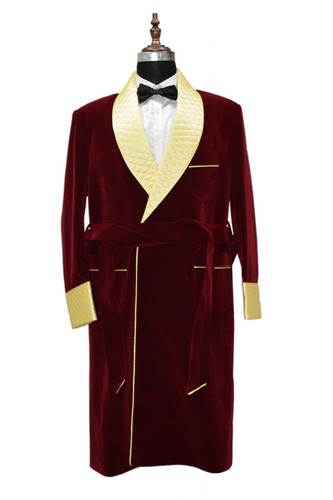 Manteau long fumeur maroon - manteau, de