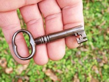 74mm Ancienne Clé à canon creux,Fer Forgé XVIII,Clef creuse,cadenas,serrure,Key