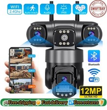 Caméra WiFi 6K Extérieure 12MP Triple Objectifs, Vision Nocturne, Étanche IP