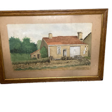 Aquarelle Maison Oncle Joseph Le Récourt 1889 Vintage Signée  A R. 