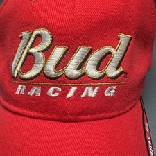 NASCAR Adjustable Red Bud Racing Hat Dale Earnhardt, Jr With Black Trim On Bill