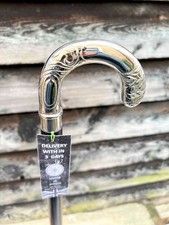 Parapluie ancien chrome laiton tête poignée randonnée tige bâton bâton neuf