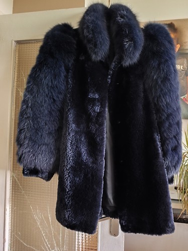 Manteau fourrure bleu - en, fourrure,