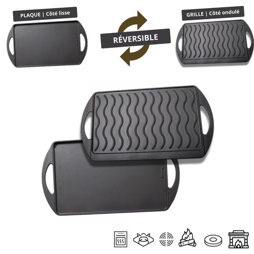 Poêle grill plaque fonte - plaque, en