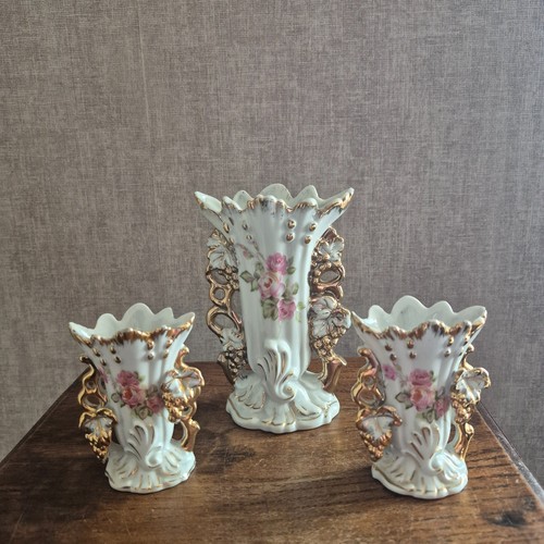 Garniture vases porcelaine - 3,