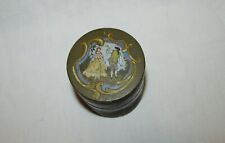 SMALL ANTIQUE PAINTED WOODEN ROUND BOX 19th Gallant Scene