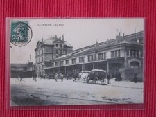 WRITTEN POSTCARD STAMP MACON LA GARE 71 BURGUNDY