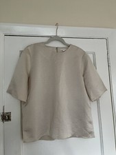 COS Cream / Ivory Women’s Silky Top With Back Zip Boxy Cut Smart Eur 38 U.K. 10